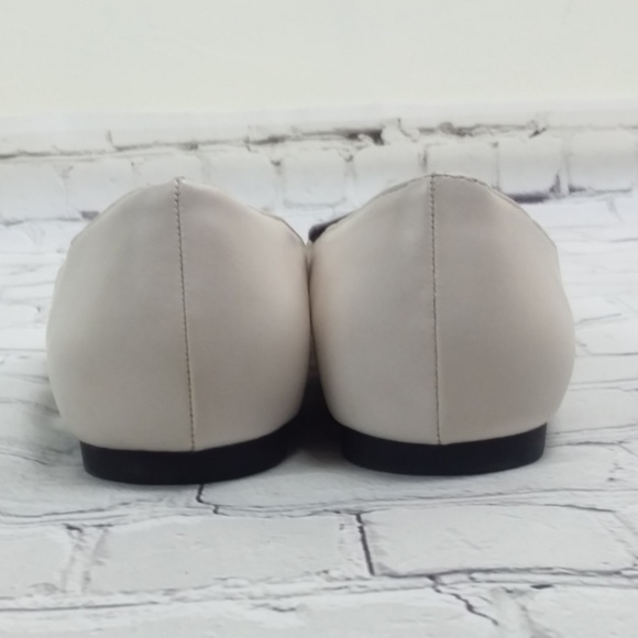 White Pointy Toe Loafer Flats - Picture 3 of 8